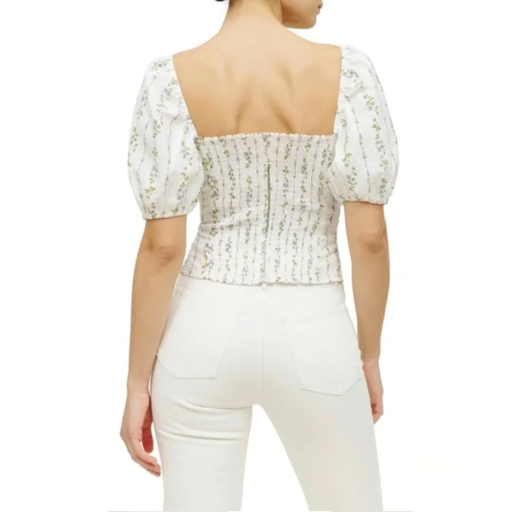Reformation Rory Linen Top in Chalet